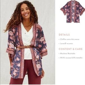 Matilda Jane Periwinkle Floral OLIVIA Kimono Medium/Large Chiffon Boho